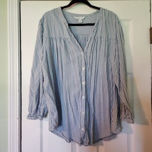 Old Navy Button Down Striped "The Tunic Shirt" XXL